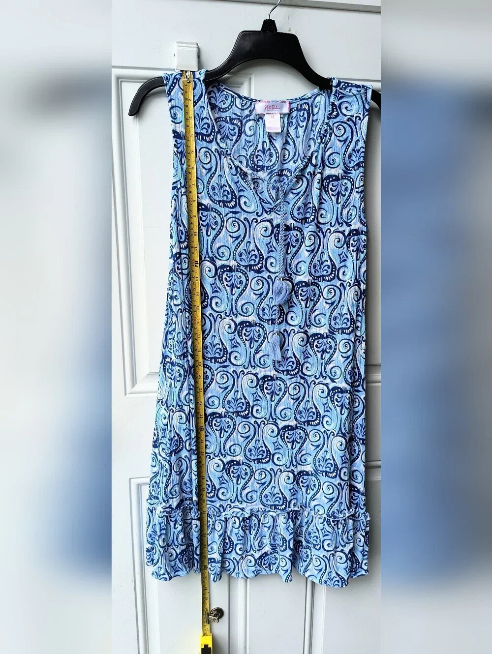Stella Parker Blue Paisley Print Sleeveless Resort Vacation Mini Dress XL - Picture 6 of 11